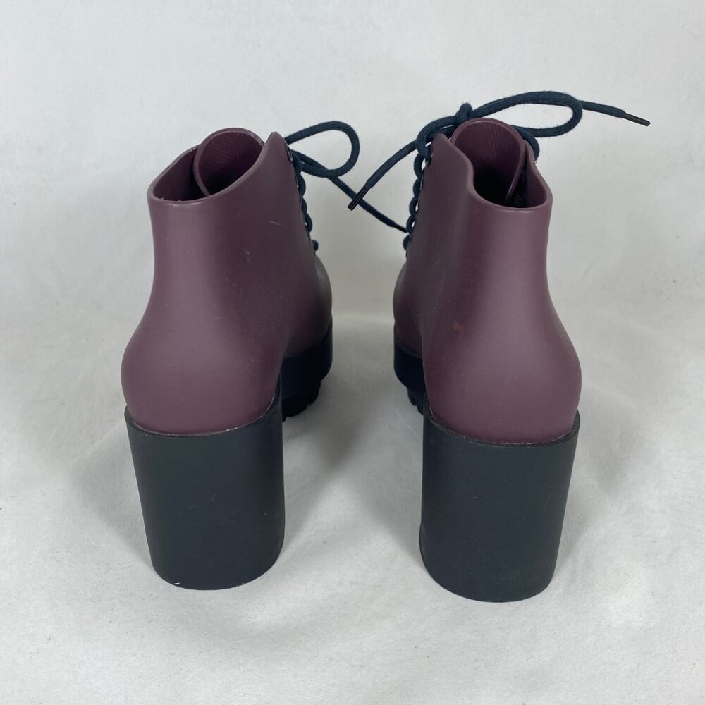 Melissa Stellar Lace Up Combat Chunky Platform Boot Bootie Burgundy - Picture 8 of 13